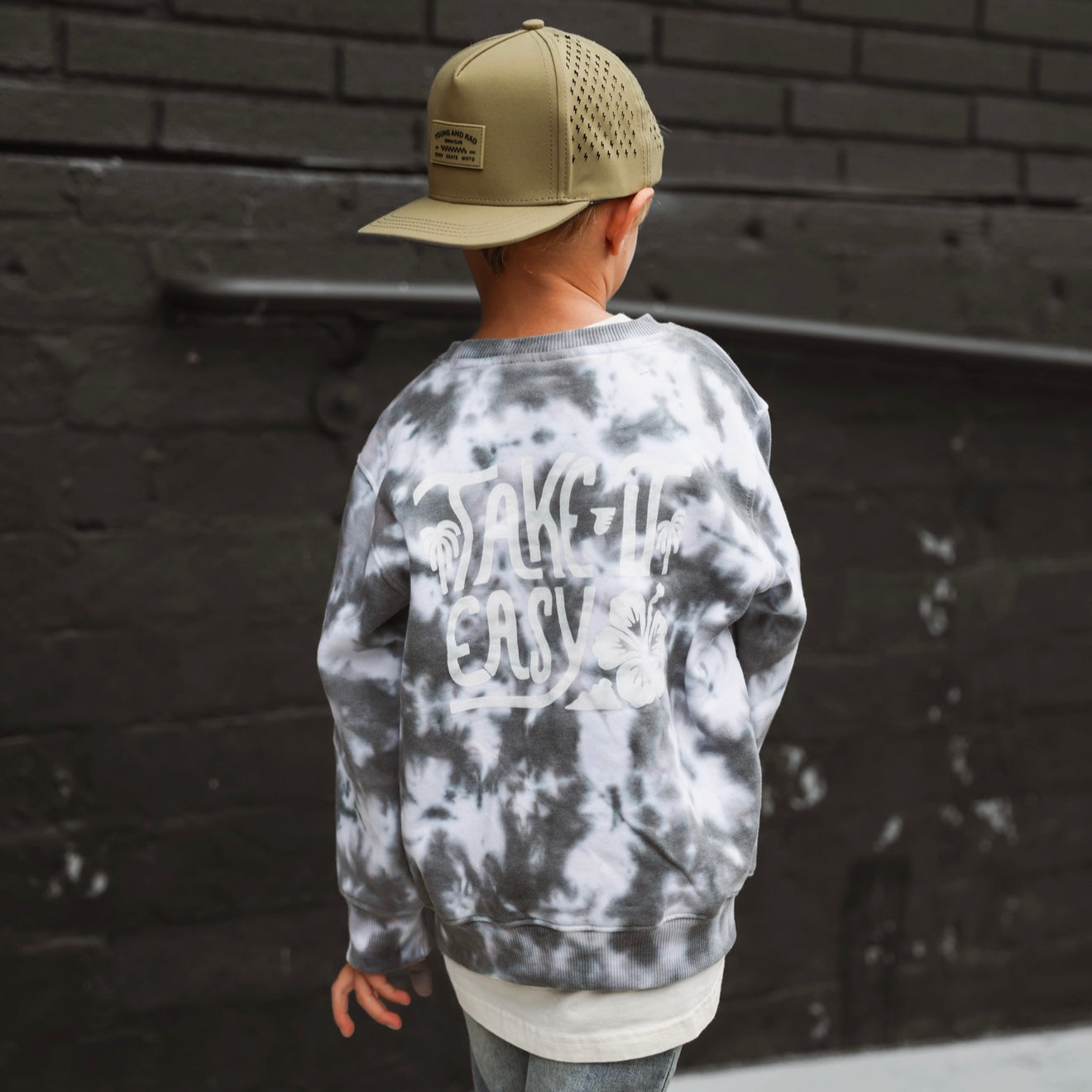 TAKE IT EASY TIE-DYE CREWNECK // CHARCOAL – Young and Rad Co.