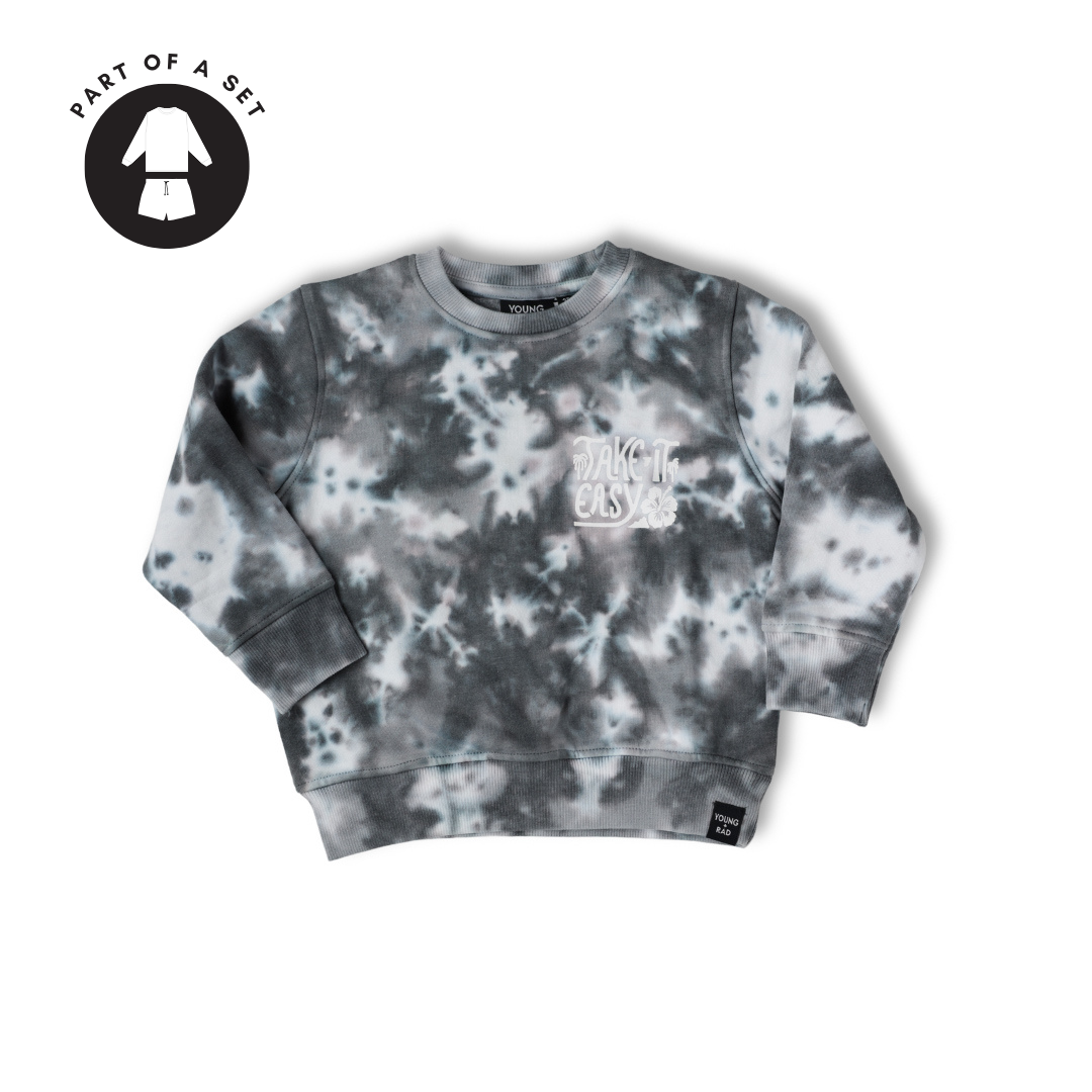 TAKE IT EASY TIE-DYE CREWNECK // CHARCOAL – Young and Rad Co.