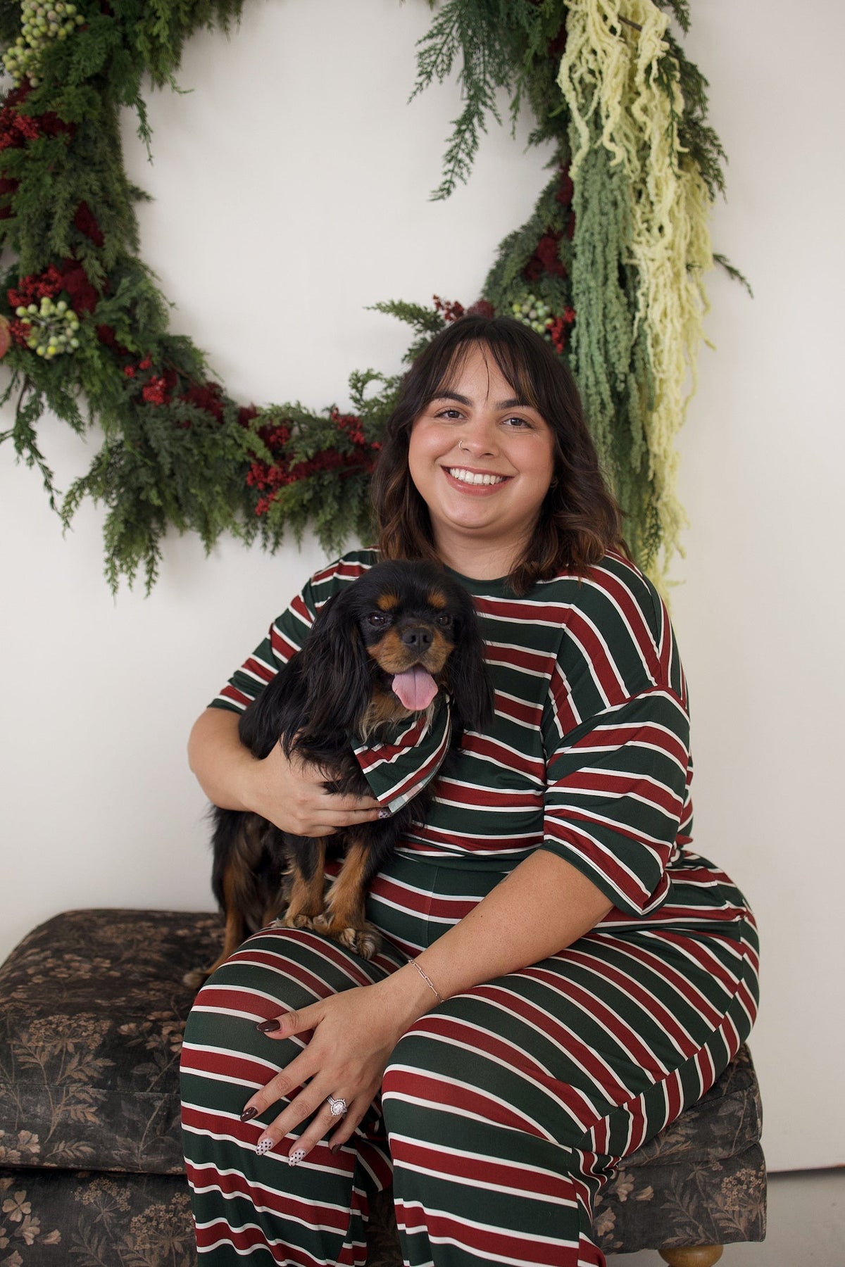 Women's Boxy Tee Lounge Set | Holiday Stripe