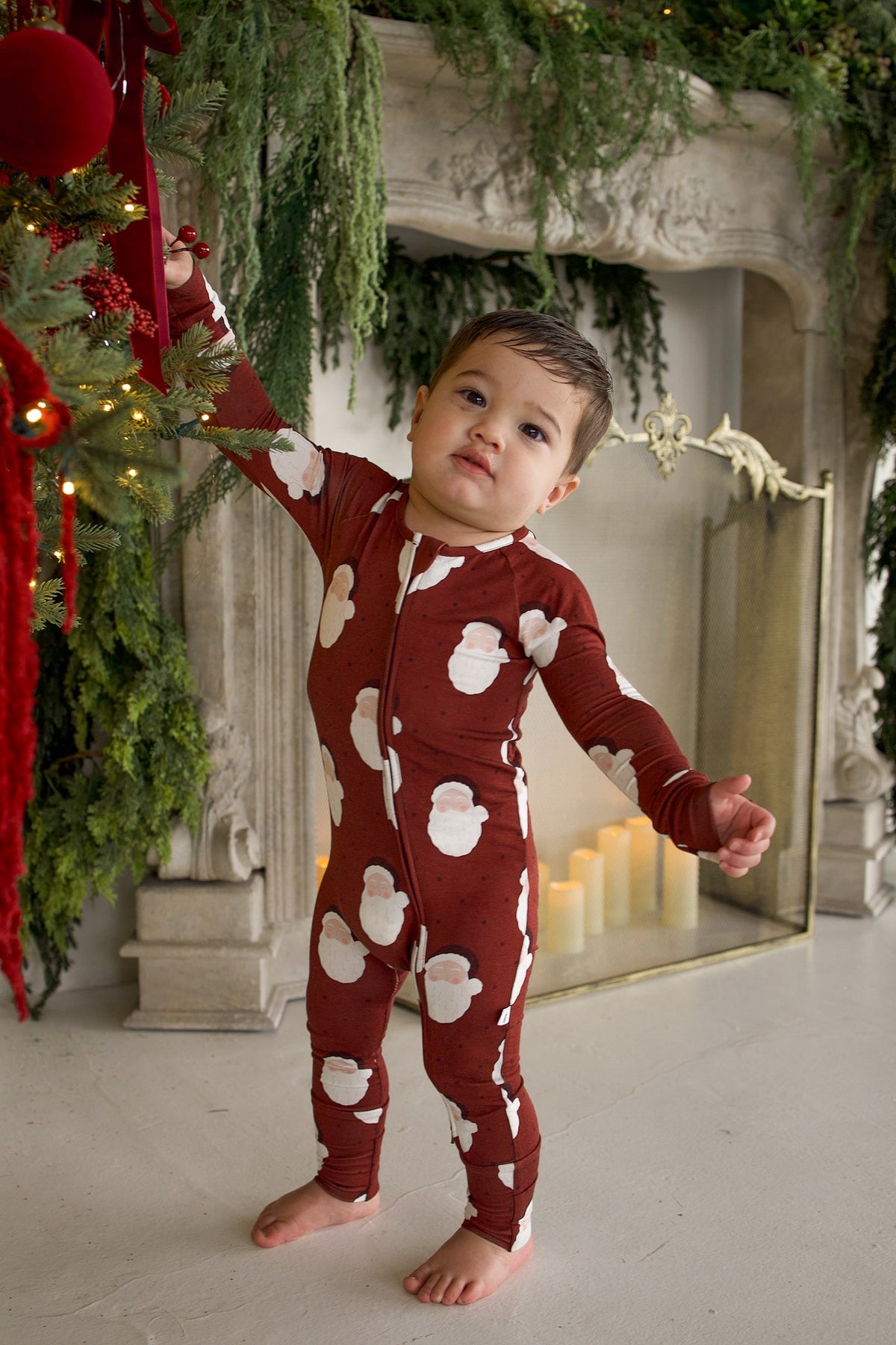 Bamboo Zip Pajamas | Vintage Santa