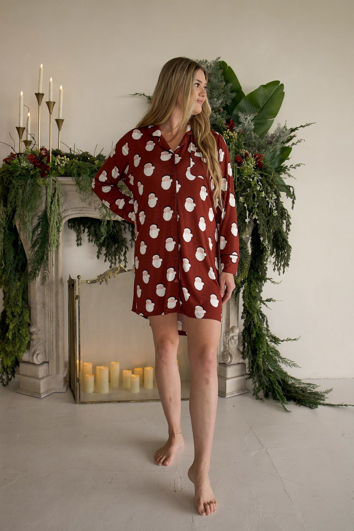 Women's Bamboo Sleeping Dress | Vintage Santa