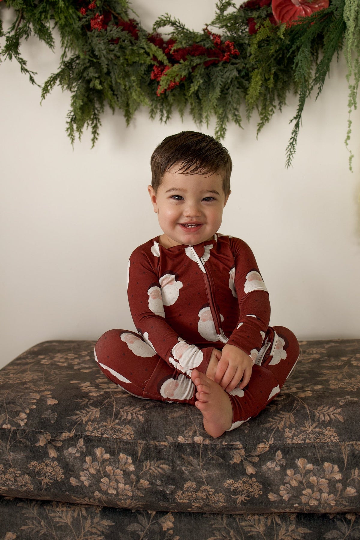 Bamboo Zip Pajamas | Vintage Santa