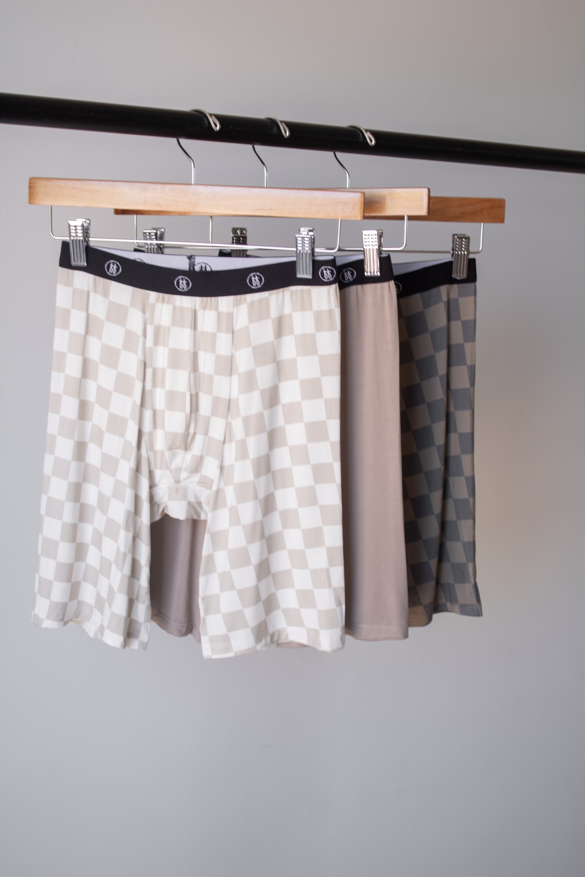 Men's Bamboo Boxers (3 Pack) | Checkerboard & Faded Brown Checkerboard