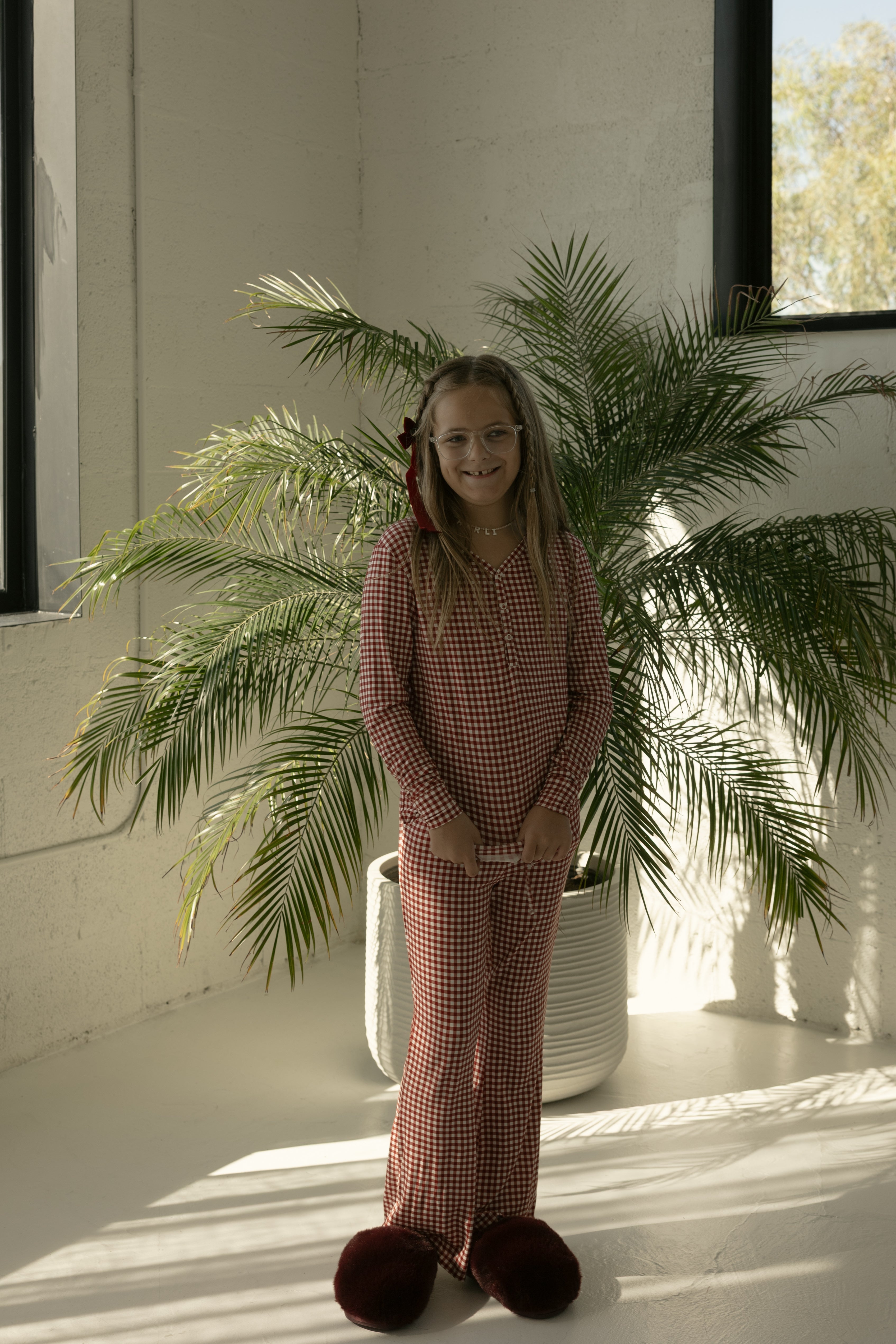 Pre-Teen Flare Bamboo Pajamas | Red Gingham