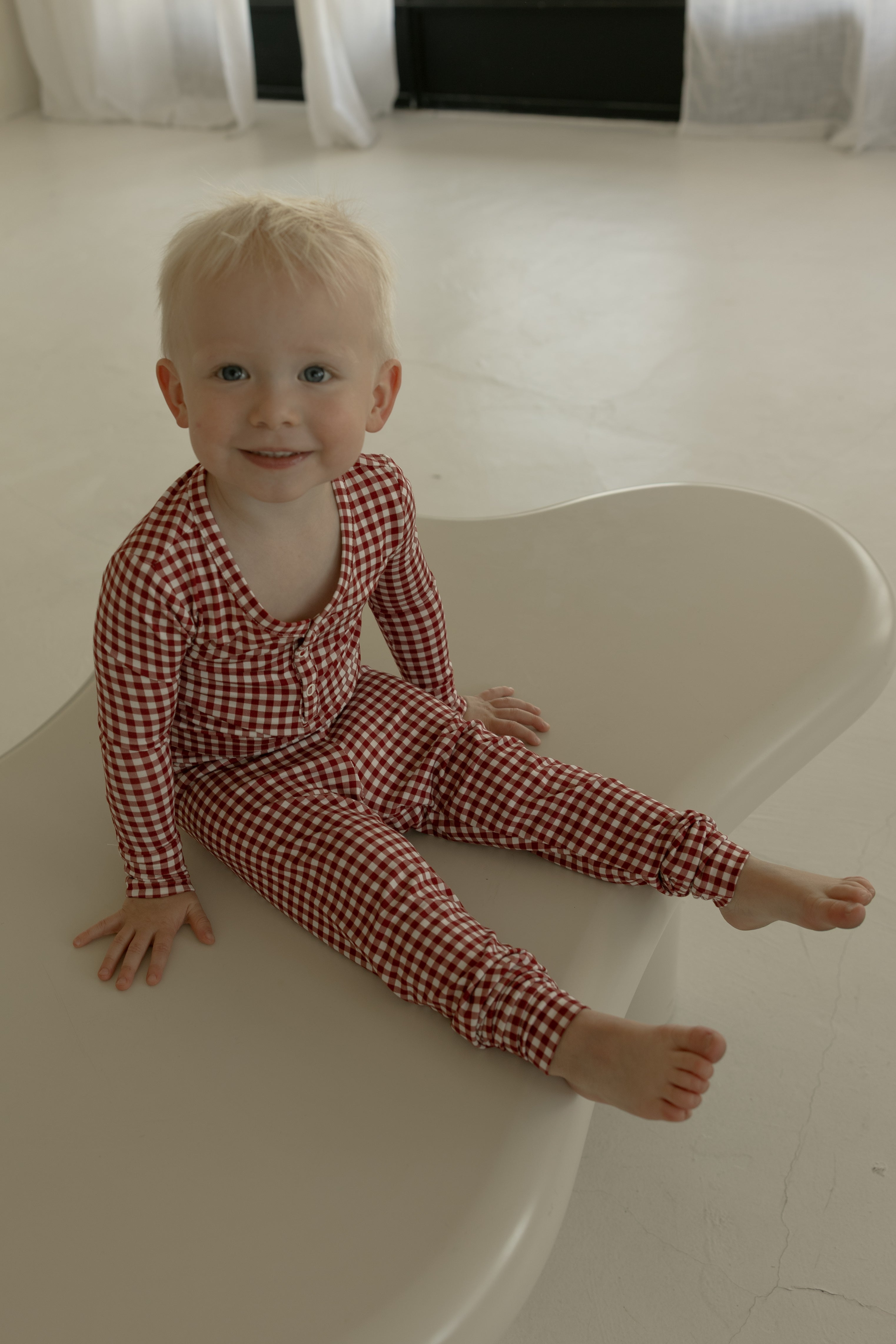 Bamboo Two Piece Pajamas | Red Gingham