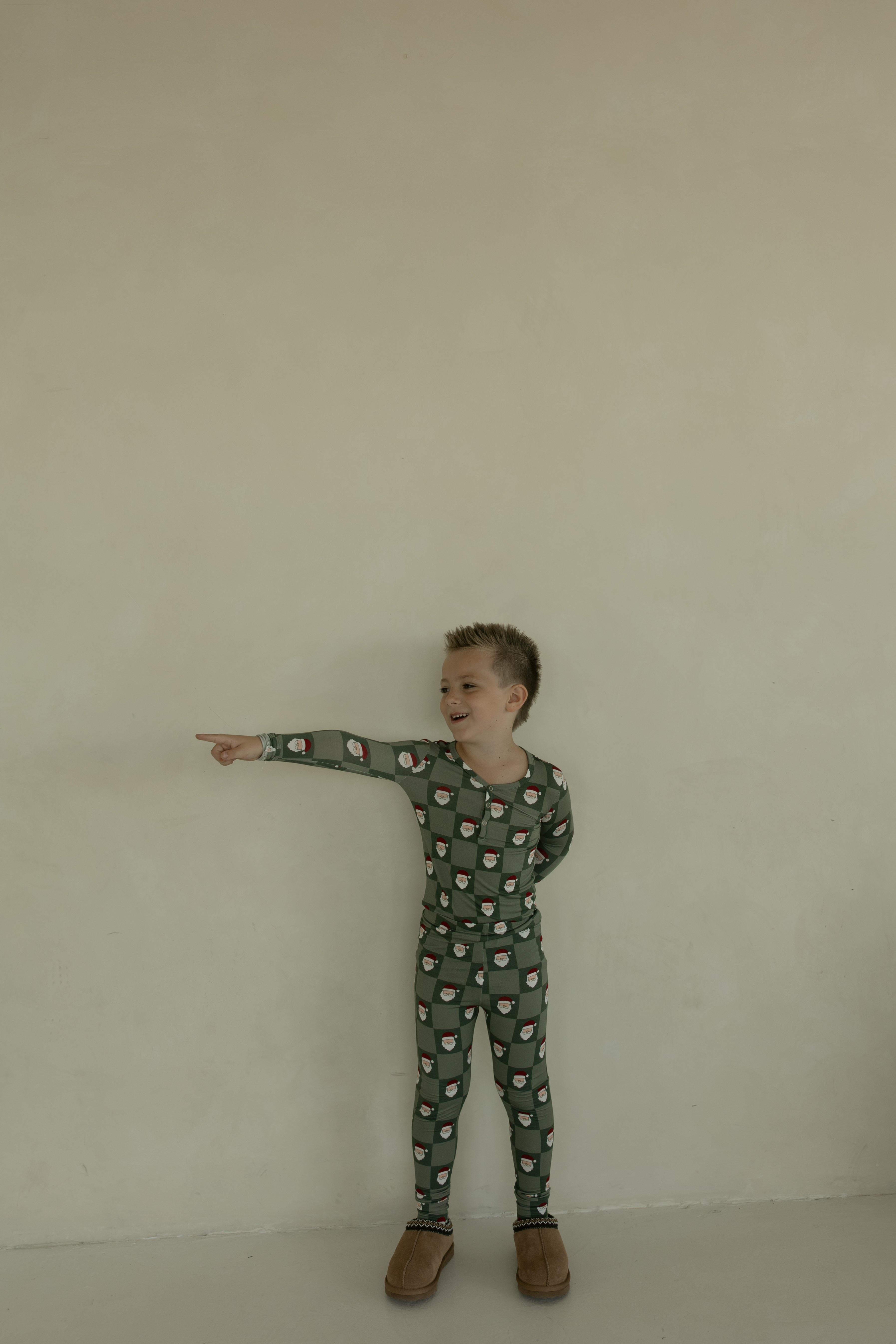 Bamboo Two Piece Pajamas | Santa Checkerboard